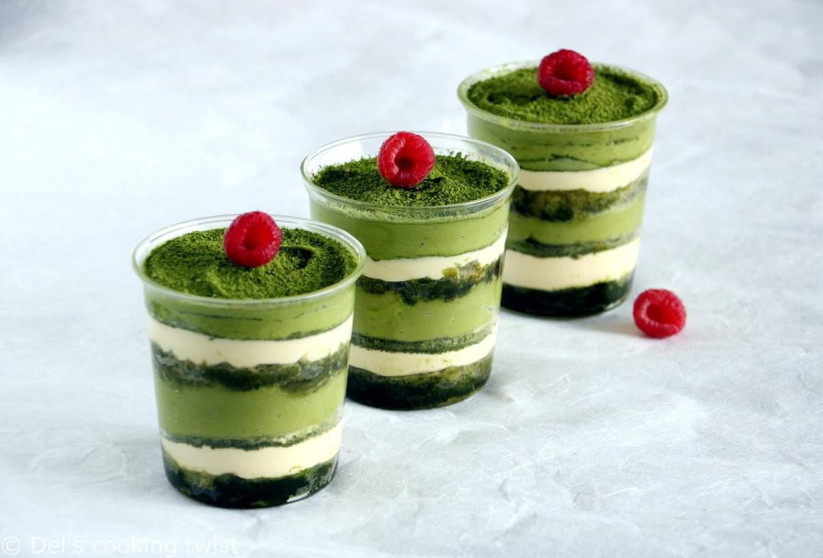 Tiramisu framboises au thé vert