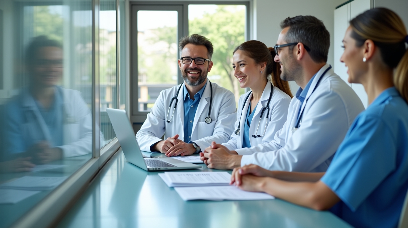 Image d'une clinique médicale en Turquie avec des patients et médecins, symbolisant l'accès à des devis médicaux gratuits.